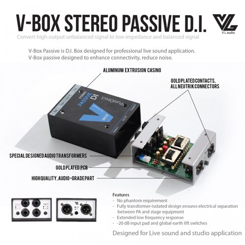 ไดเร็กบ๊อก ยี่ห้อ VL audio รุ่น VBOX STEREO PASSIVE DI